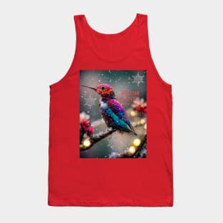 Christmas Hummingbird in winter scenery Tank Top